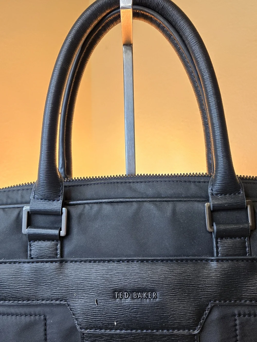 Ted Baker Men's Belgraves Laptop Bag Navy Nylon and Leather Laptop Briefcase